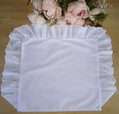 Baby Pillow Case White Cot/Pram/Bed Rectangular Broderie Anglaise Frill 36 X 32 • £8.99