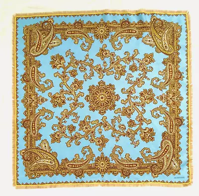 Zimmermann Silk Scarf - Detailed Paisley Print  - Fringed Edges - 28 X 28 Inches • £13.99