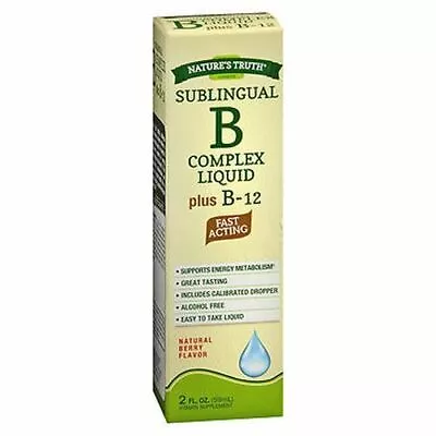 Nature's Truth Sublingual B Complex Liquid Plus B-12 Natural Berry Flavor Liquid • $12.23