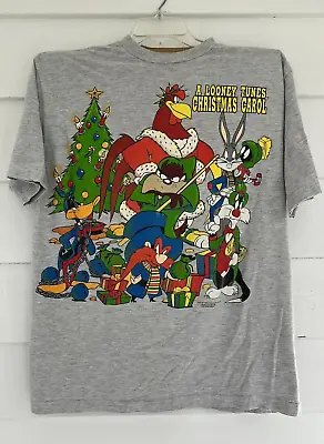 Vintage Looney Tunes Christmas Carol T Shirt Men's Large Warner Bros 1993 90s • $15.99