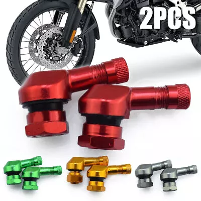 2PC CNC Motorcycle 90 Degree Angle Wheel Tire Stem Tubeless Valve Aluminum Alloy • $8.49