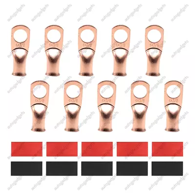 10PCS 4AWG GA 3/8  Battery Cable Ends Lugs Copper Ring Terminals Wire Connector • $9.06