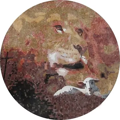 Lion Sheep Cross Nature Wall Hanging Art Home Decor Marble Mosaic • $1224