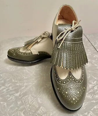 NEW Vtg Lady Dexter Spike Golf  Shoes Metal Cleats Spectator Kiltie Size 6M • $29.99