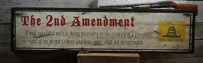 2nd Amendment Gun Sign - Primitive Rustic Hand Made Vintage Wood Sign • $189