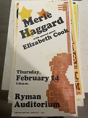 MERLE HAGGARD W/Elizabeth Cook @Ryman 2002 HATCH SHOW PRINT Nashville TN - Rare • $175