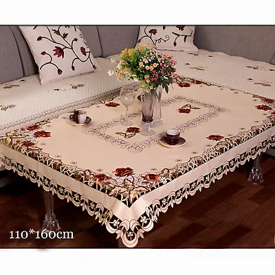 $6.99 • Buy Embroidered Lace Tablecloth Rectangle Table Cover Wedding Party Banquet Decor