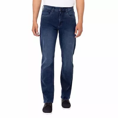 URBAN STAR Stretch Jeans Men 34x29 Relaxed Fit Straight Leg 5-Pockets Dark Blue • $19.99