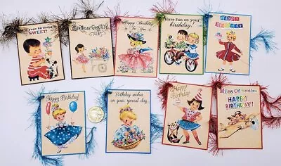 9~Birthday~Handmade~Retro~Glitter~Linen Cardstock~Gift Tags~~Crafts~Parties • £11.08