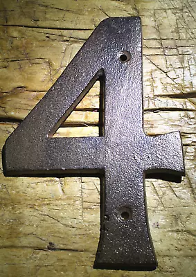 Rustic BROWN Cast Iron Metal House Numbers Street Address 6 1/4 INCH Phone #'s 4 • $7.99