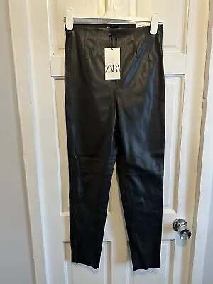 Zara High Rise Leather Look Trousers Size M Bnwt • £4.99