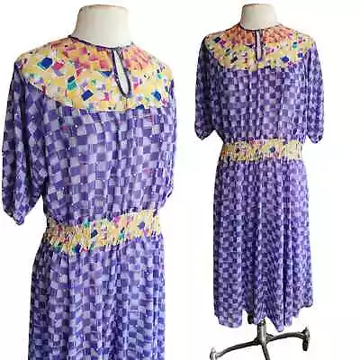 Vintage 80s Diane Freis Dress Multicolored Print • $120