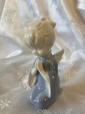 Vintage Praying Girl Angel Japan Blue With White Wings Porcelain • $13.50