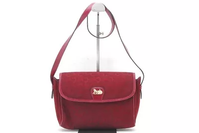 Vintage Old CELINE Canvas Leather Shoulder Bag Carriage Red Made In Italy • $188