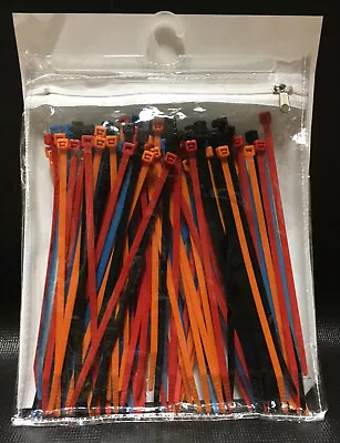 100 - NEW 7 In. Zip Cable Ties Ty-Raps Multi-color In Zipper Storage Bag   • $4.95