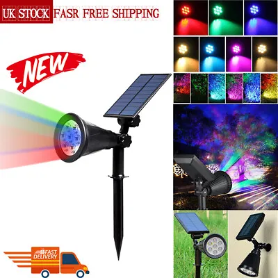 Solar Spot Lights LED Colour Changing Projection Stake Garden Light Outdoor Lamp • £9.99