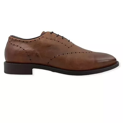 H By Hudson Brown (Tan) Leather Wingtip Brogue Shoes UK 10 | EUR 44 | US 11 • £29.99