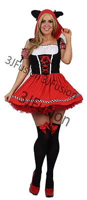 Adult Sexy Red Riding Hood Costume Classified Hen Party Fancy Dress FREE POST (C • £13.80