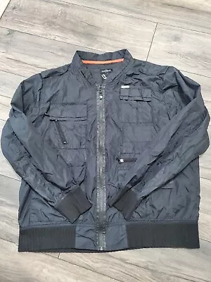 Marc Ecko Cut & Sew XL Windbreaker Jacket Rain Coat Black Elastic Cuffs Waist • $20