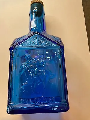 Wheaton Cobalt Blue Glass Bottle Embossed Paul Revere 1775 Vintage 8 Inches Tall • $15.20