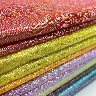 Iridescent Shiny Polyester Fabric Laser Holographic Stage Crafts Party 150cm DIY • £4.79