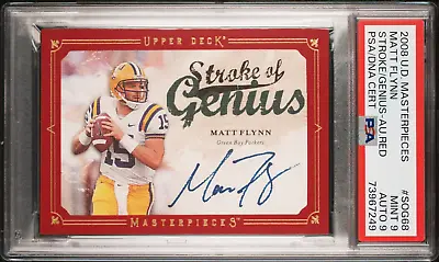 2008 UD MASTERPIECES STROKE OF GENIUS Matt Flynn Rookie Auto 09/10 PSA 9 POP-1 • $149.99