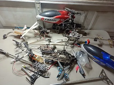 Big RC Helicopter Lot Large Scale Carbon Fiber Chassis GT Model Parts Etc • $60