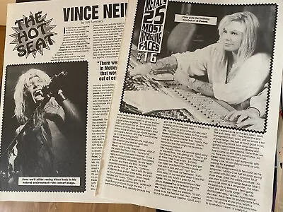 Vince Neil Motley Crue Two Page Vintage Clipping • $3.99