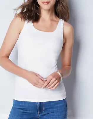 J.JILL WOMEN'S WHITE SLEEVELESS PERFECT SHELF-BRA TANK TOP Sz S • $28.99