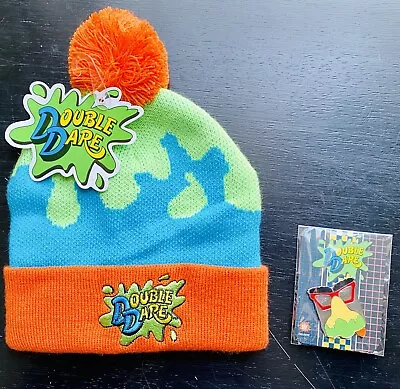 DOUBLE DARE Nick Box Lot! Knit Beanie Hat Pick It Nose Pin 90s Nickelodeon NEW • $23.99