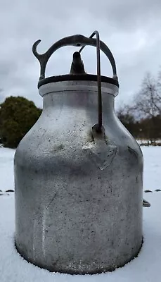 Antique 1800's DeLaval 5 Gal Aluminum Milk Canister Cream Separator Odd Iron Lid • $69