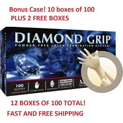 Microflex MF-300 Diamond Grip Disposable Latex White Gloves- 12 BOXES OF 100 • $162.95