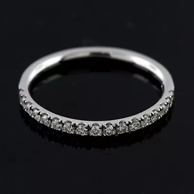 Platinum Or White Gold Diamond Half Way Micro Pave Wedding Band Ring 2mm Wide • $699