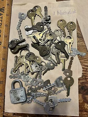 Lot Of Master Lock Keys Lion Logo Script Petite Padlock Etc. Brass Collectible • $30