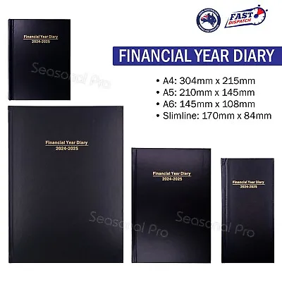 2024 2025 Financial Year Diary Hard Cover Week To View / Day To View A4 A5 A6 AU • $29.95