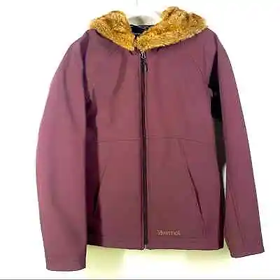 MARMOT Furlong Maroon Faux Fur Soft Shell Jacket - Size Medium • $36.88