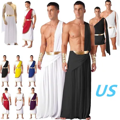 US Mens Ancient Greek Ancient Roman Mr Toga God Robes Cosplay Dress Up Outfits • $15.89