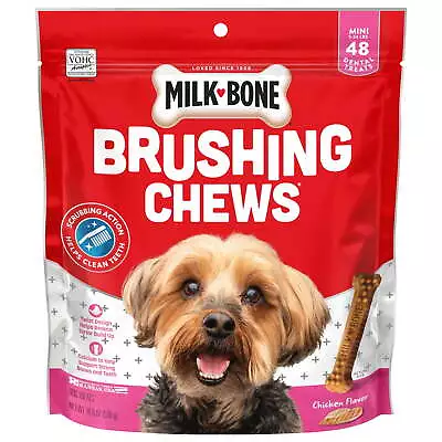 Milk-Bone Brushing Chews Dental Dog Treats Mini 18.9 Oz. Bag 48 Bones Per Bag • $13.48