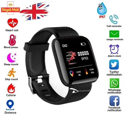 Smart Watch Men Women Fitness Tracker Blood Pressure Heart Rate Sport Watches UK • £7.19