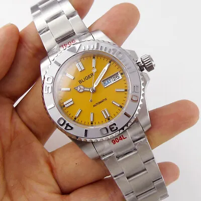 Sapphire Men's Automatic Watch NH36 Day/Date Yellow Dial Ceramic Bezel Oyster • $79.80