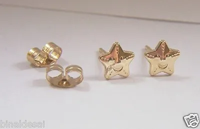 9ct Gold Small 5 Star Starfish Smiley Studs Earrings Girls Kids B'day GIFT BOX N • £18.99