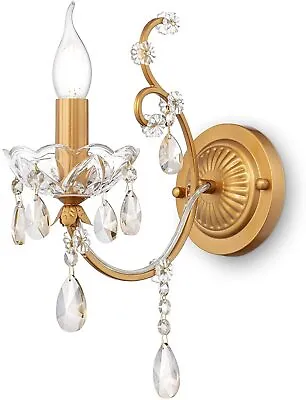 Maytoni Antique Vintage Baroque Candle Wall Lamp Gold Metal Frame Crystal  • £33.45