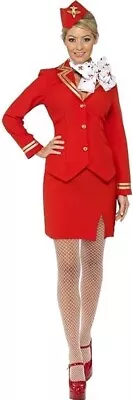 Ladies Air Hostess Plane Cabin Crew Stewardess Uniform Fancy Dress Hen Costume S • £25.49