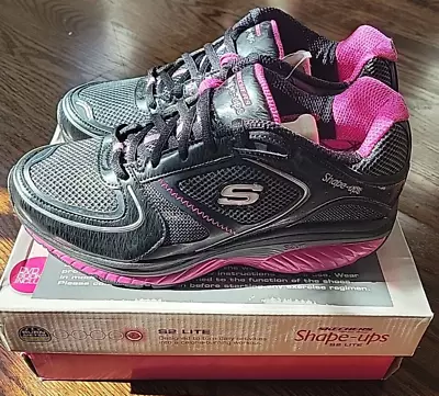 NIB Skechers Shape Ups S2 Lite Athletic Walking Shoes WOMENS 8.5 Black/hot Pink • $59.99