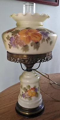 Vintage Parlor Gone With The Wind Hand Painted 3 Way Glass Lamp • $28