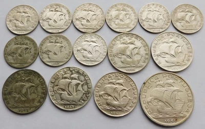 $9.99 • Buy 15 Portugal Coins, 2.50/5/10 Escudos, 1932/40/42-48/55, Silver Portuguese
