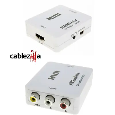 Mini HDMI To RCA Converter Device Mini Composite AV Upscale Adapter 1080P HD AV • $14.80