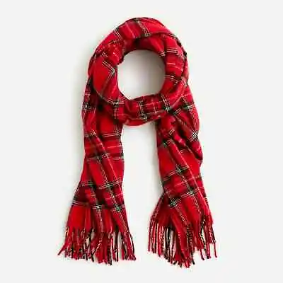 J.Crew Tartan Scarf | Made In Italy | Red | $69.50 • $31.99