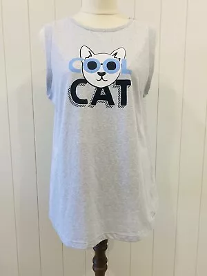 Peter Alexander PA Size S Small Cool Cat Grey Sleeveless Sleep Pyjama Tank NWT • $20