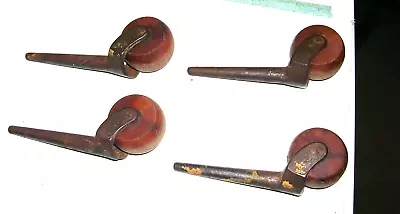 Vintage Lot Of 4 Wood And Steel Casters - Industrial Table Casters - 2” Wheels • $29.55